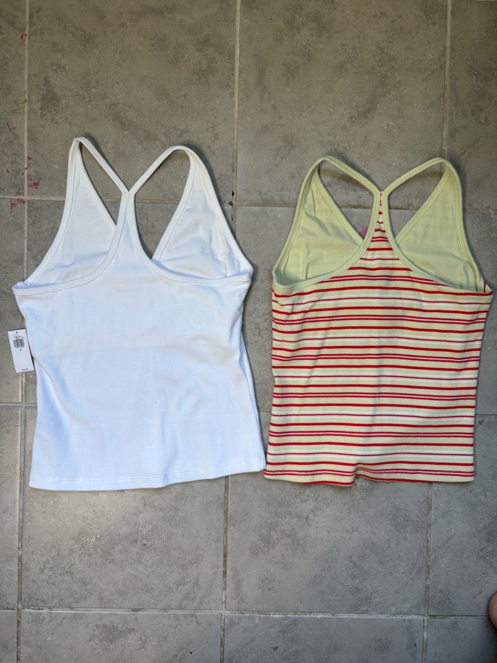 Old Navy Halter racer back tank tops. Summer stripes white green red - Picture 2 of 6